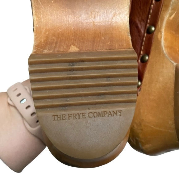 Frye Clara Campus Clogs Brown Leather Size 7 | 2.5” Heel Platform Mules - Picture 15 of 16